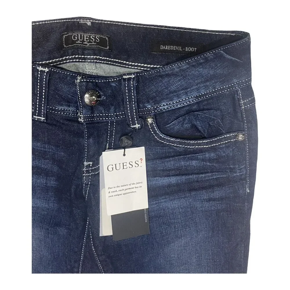 Guess Jeans Women's Daredevil Boot Cut Low Rise Jeans S 24 Black Ruby Wash NWT